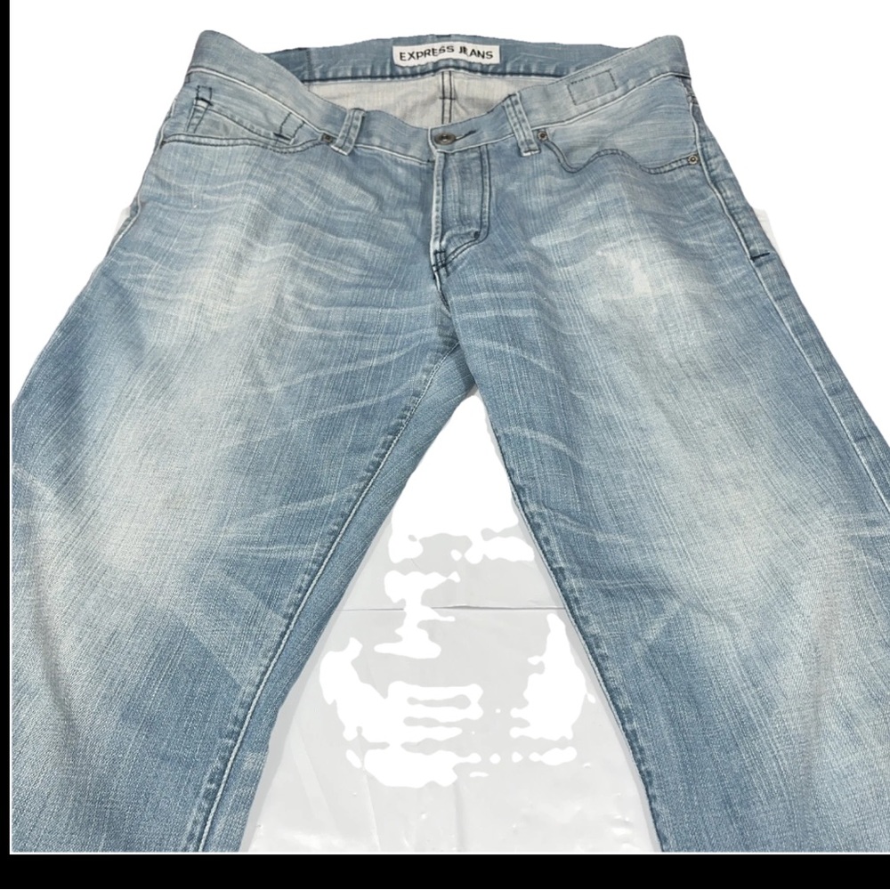 Express ROCCO Slim Fit Straight Leg Jeans Men’s 34x34 Cotton Light Blue Denim 34